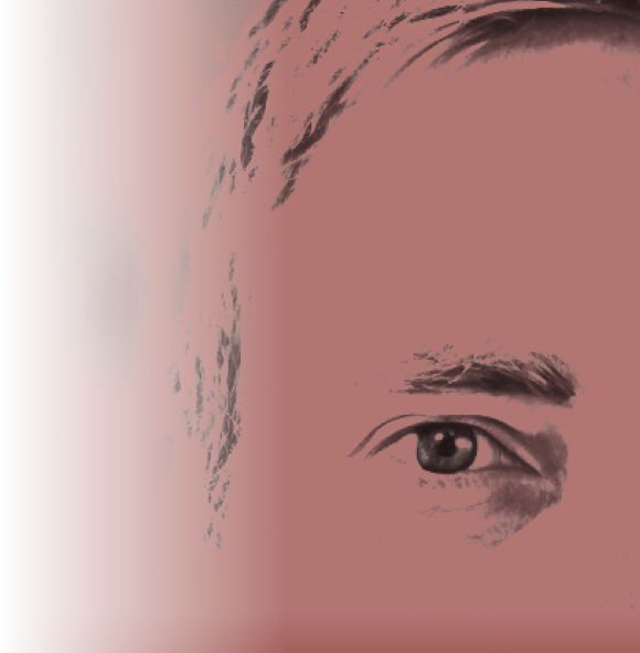 Detail illustration of an eye, a recurring visual motif on the About page