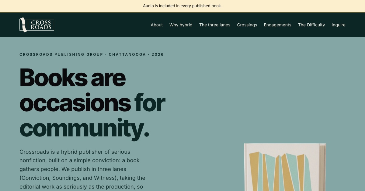 Distribution: Crossroads Publishing Group